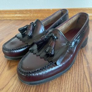 Vintage 90s G.H. Bass Weejun Penny Loafers Size 7 Oxblood Kiltie Casual Prep USA